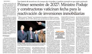 Grúas de construcción y edificios residenciales en Santiago de Chile ante reactivación inmobiliaria 2027